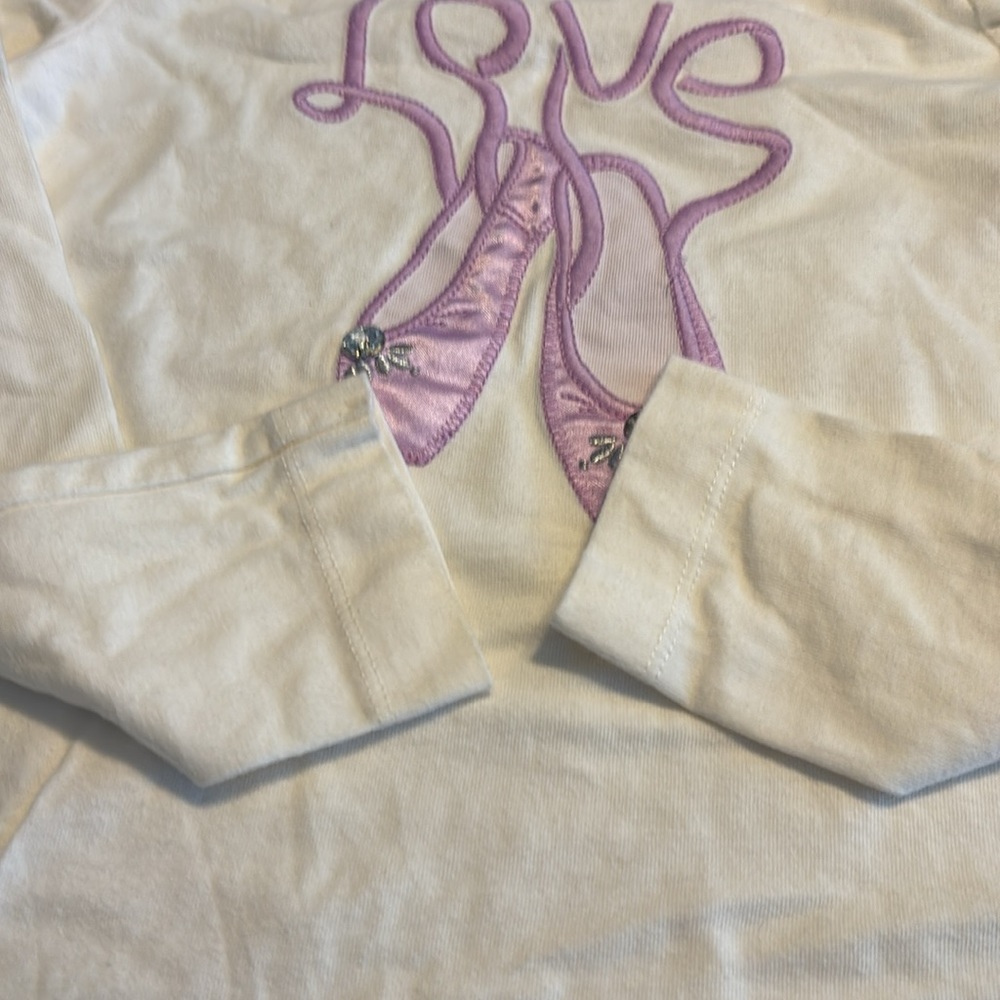 Gymboree Girl Ivory with Purple Love Pointe Shoes Gem Top Size 8 - Picture 6 of 8
